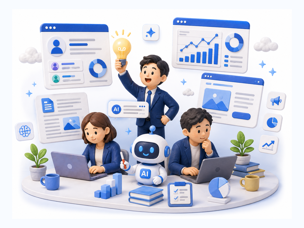 BtoBマーケAI実践セミナー — チームでAIを活用するイメージ